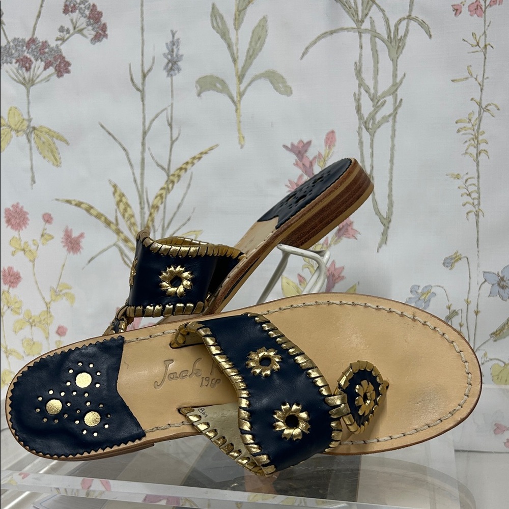 Jack Rogers Women's Navy and Gold Sandals